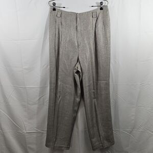 Vtg JH Collections Womens Dress Pants Houndstooth Pleated Tan 16 USA Union Made